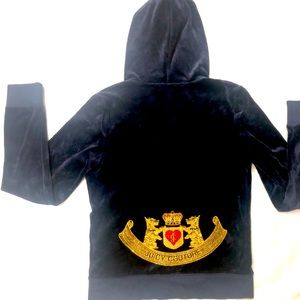 Juicy Couture velour zip front jacket size L . Navy Blue